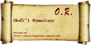 Obál Romulusz névjegykártya